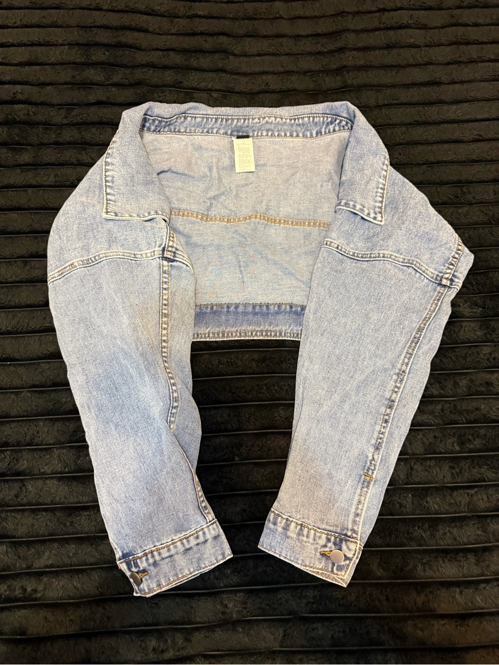 Light Blue Denim Cropped Jacket - Women
